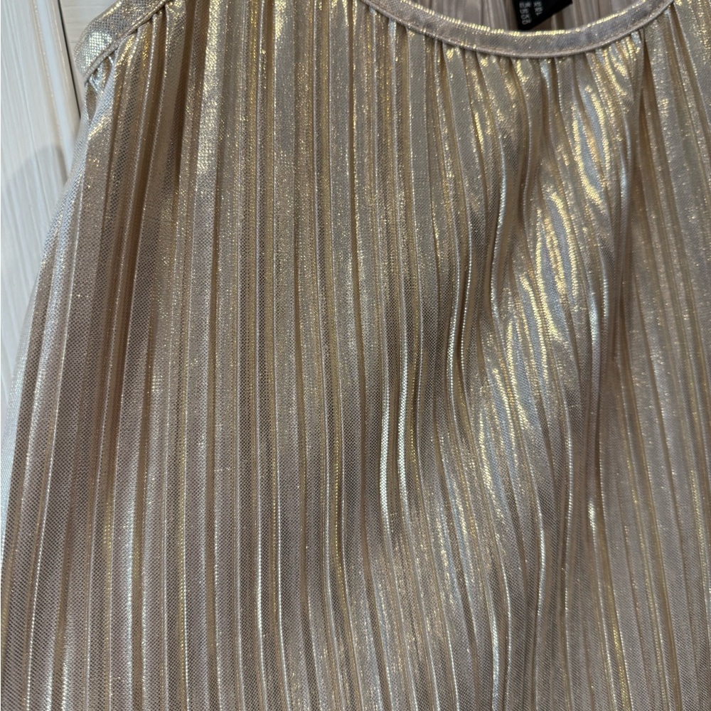 Shimmer Gold Pleated Spaghetti Strap Top